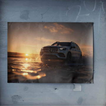 Ruta Mercedes suv atardecer - póster