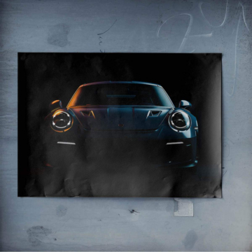 Dunkle Frontansicht des Porsche 911 - Poster