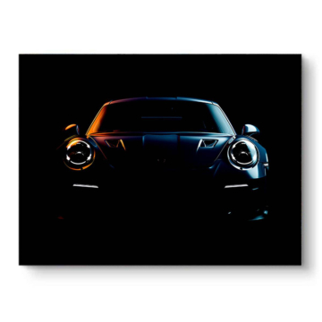 Porsche 911 sombre vue de face - tableau PVC mat