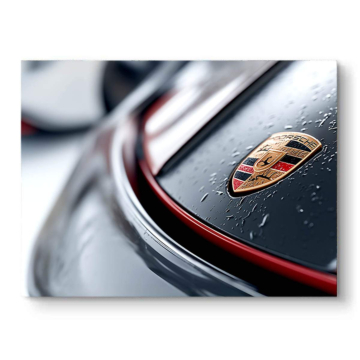 Blason Porsche en gros plan - tableau PVC mat
