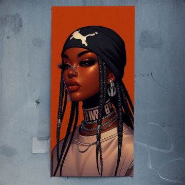 Streetwear Woman Bandana Portrait Poster Art