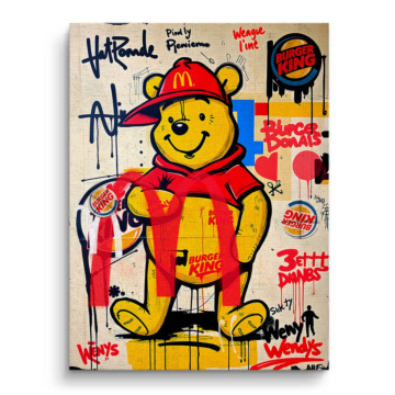 Winnie the Pooh Inspired Burger Bear Canvas Art