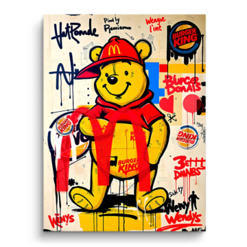 Oso hamburguesa inspirado en Winnie the Pooh - cuadro PVC mate