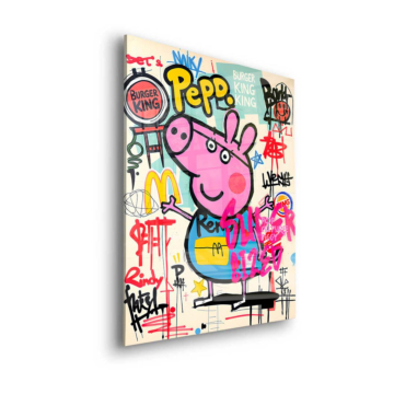 Peppa Pig Inspired Graffiti Acrylic Glass Art