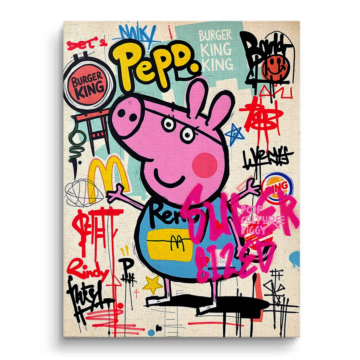 Peppa Pig Inspired Graffiti Canvas Art