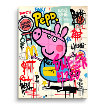 Graffiti inspiré de Peppa Pig - tableau PVC brillant