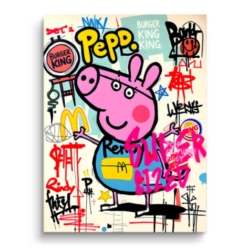 Graffiti inspiré de Peppa Pig - tableau PVC mat