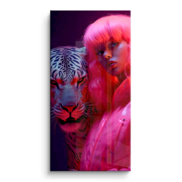 Neon Tiger Woman Portrait PVC Gloss Art
