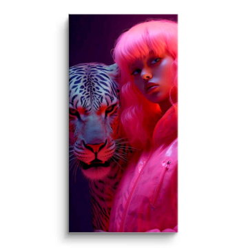 Neon Tiger Woman Portrait PVC Matt Art