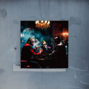 Gra w pokera inspirowana Jokerem i Batmanem - plakat