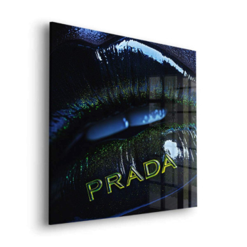 Prada Inspired Lipstick Logo Acrylic Glass Art