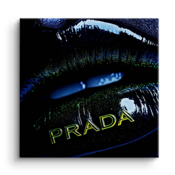 Prada Inspired Lipstick Logo Canvas Art