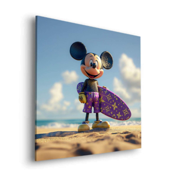Strand Surfer inspiriert von Mickey Mouse - Dibond-Bild matt