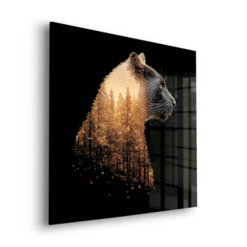 Goldener Panther im Wald - Acrylglasbild