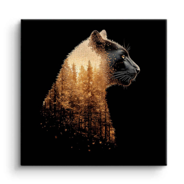 Golden Panther Forest Canvas Art