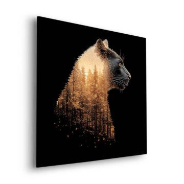 Goldener Panther im Wald - Dibond-Bild matt