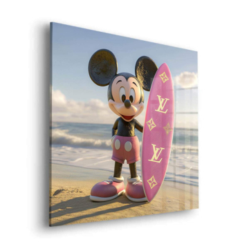 Mickey Mouse Inspired Surfing Acrylic Glass Art