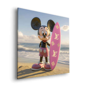 Surfen inspiriert von Mickey Mouse - Dibond-Bild matt