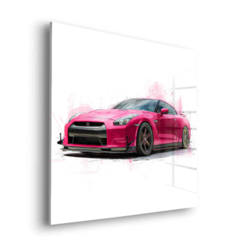 Rosa Nissan GT-R - cuadro en vidrio acrílico