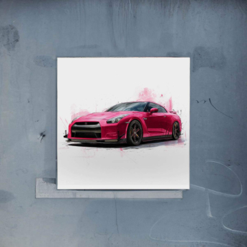 Różowy Nissan GT-R - plakat
