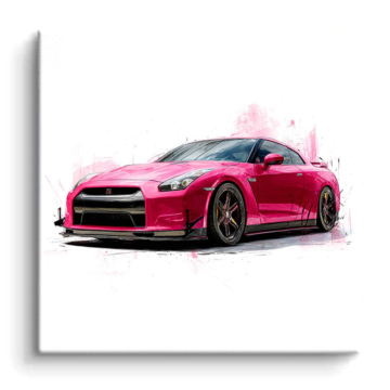 Różowy Nissan GT-R - obraz na matowym PVC