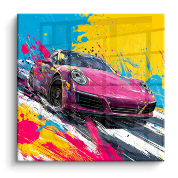 Porsche 911 Sprint lleno de color - cuadro PVC brillante
