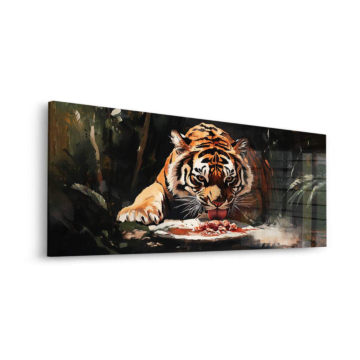 Retrato tigre feeding - cuadro en vidrio acrílico