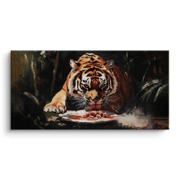Tiger Feeding Portrait Canvas Art