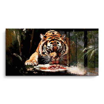 Retrato tigre feeding - cuadro PVC brillante
