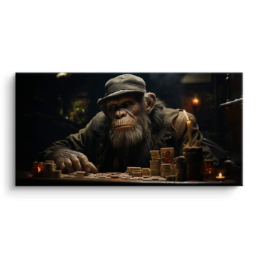 Chimp Poker Night Canvas Art