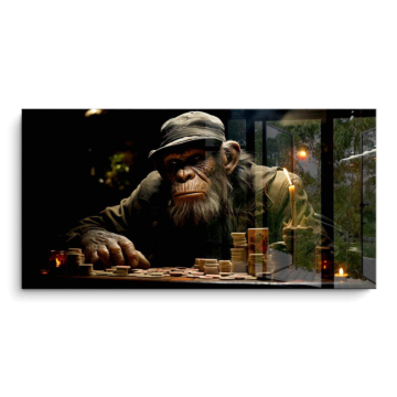 Chimp póker noche - cuadro PVC brillante