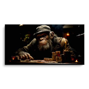 Nocny poker z szympansem - obraz na matowym PVC