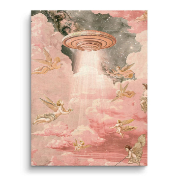 Pink Angel UFO Abduction Canvas Art