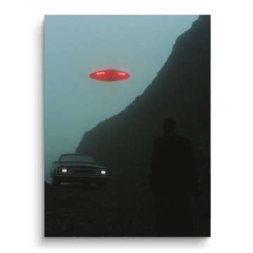 Spotkanie z UFO na drodze - obraz na matowym PVC