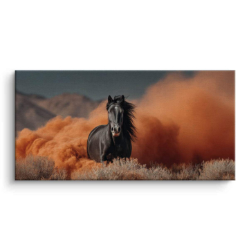 Wild Stallion Dust Storm Canvas Art