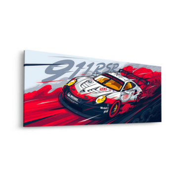 Porsche 911 RSR en course - tableau Dibond mat