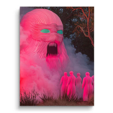 Rose monster paysage onirique - tableau PVC mat