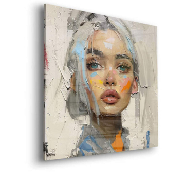 Abstract White Hair Portrait Acrylic Glass Art