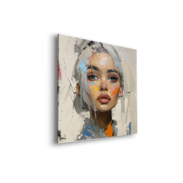 Retrato abstracto con cabello blanco - cuadro Dibond mate