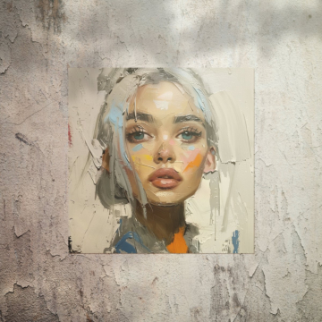 Retrato abstracto con cabello blanco - póster