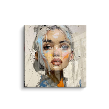 Retrato abstracto con cabello blanco - cuadro PVC brillante