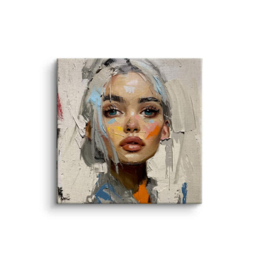 Portrait abstrait aux cheveux blancs - tableau sur toile