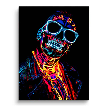 Neon-Skelett im Straßenstil - PVC-Bild matt
