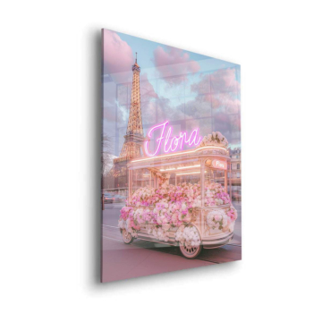 Paris Flower Cart Acrylic Glass Art