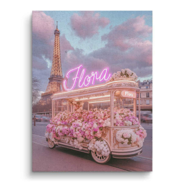 Paris Flower Cart Canvas Art
