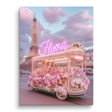 Blumenwagen in Paris - PVC-Bild matt
