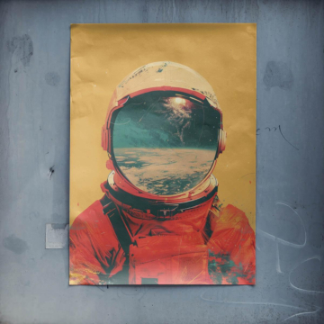 Astronauta pustynia odbicie - plakat