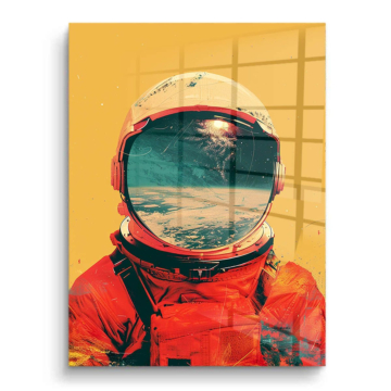 Astronaut mit Wüstenspiegelung - PVC-Bild glänzend