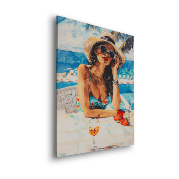 Tropical Beach Glamour Woman Dibond Matt Art