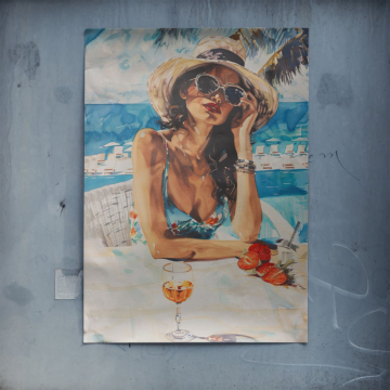Tropical Beach Glamour Woman Poster Art